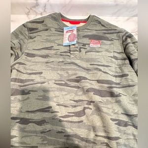 Coleman Men's Bonded Waffle Sherpa Lined Stain Resistant Henley Olive Camo
